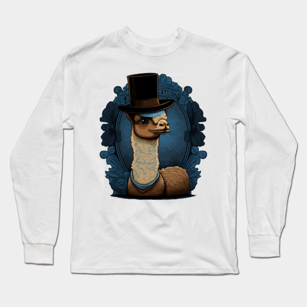 Alpaca Wearing Top Hat Long Sleeve T-Shirt by K3rst